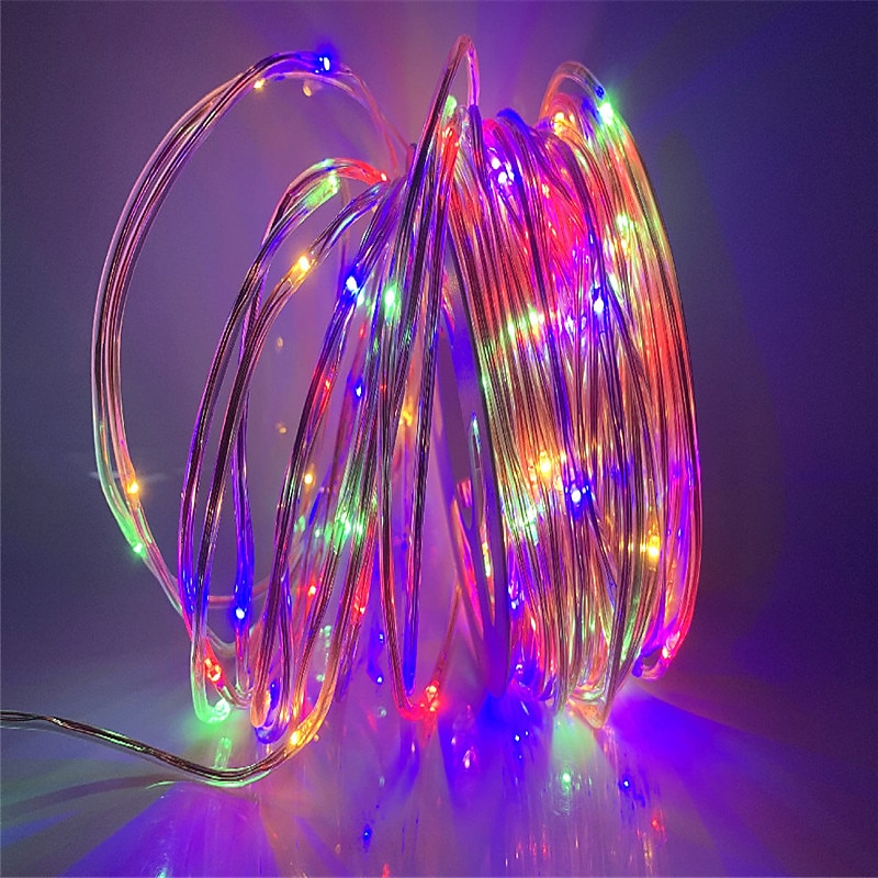 zonne-energie lichtslinger 20m 30m 50m met afstandsbediening thanksgiving kerst buitenfeest tuindecoratie kerstverlichting plug-in dual purpose gypsophila koperdraad verlichting set 24v 2025 - $36.99 –P6