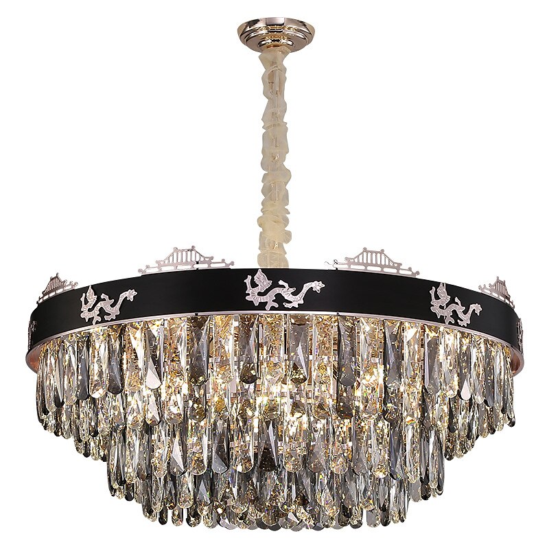Lampadario a sospensione a LED in cristallo di lusso rotondo 80 cm Lanterna Desgin in acciaio inossidabile elettrolitico LED 220-240V 110-120V del 2025 a $2092.59 –P4