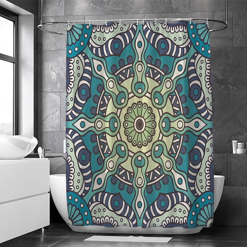 Shower Curtain with Hooks 180cm*180cm(70"*70")Polyester Suitable for Separate Wet and Dry Zone Divide Bathroom Waterproof Oil-proof Mandala Bohemian 2025 - $25.99 –P6