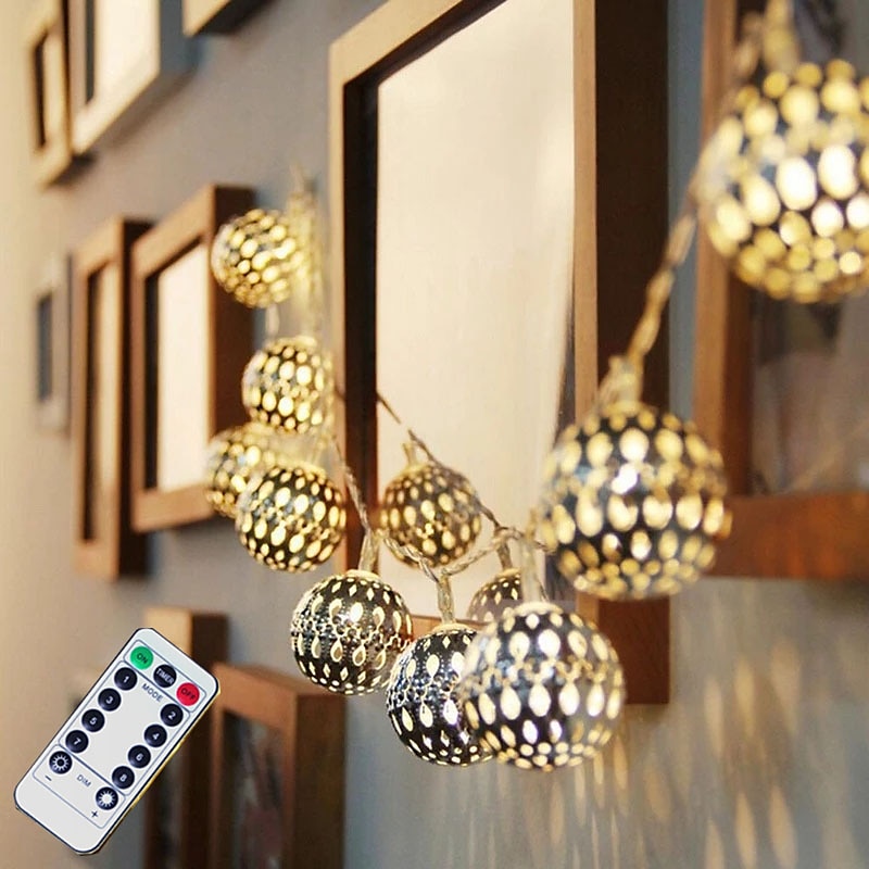 أضواء سلسلة led جهاز تحكم عن بعد 3m 20 المصابيح من الحديد المطاوع سلسلة مجوفة ضوء صندوق بطارية مقاوم للماء أو USB عملية كرة جنية أضواء عيد الميلاد حفل زفاف حديقة عطلة الديكور 2025 - $16.99 –P2