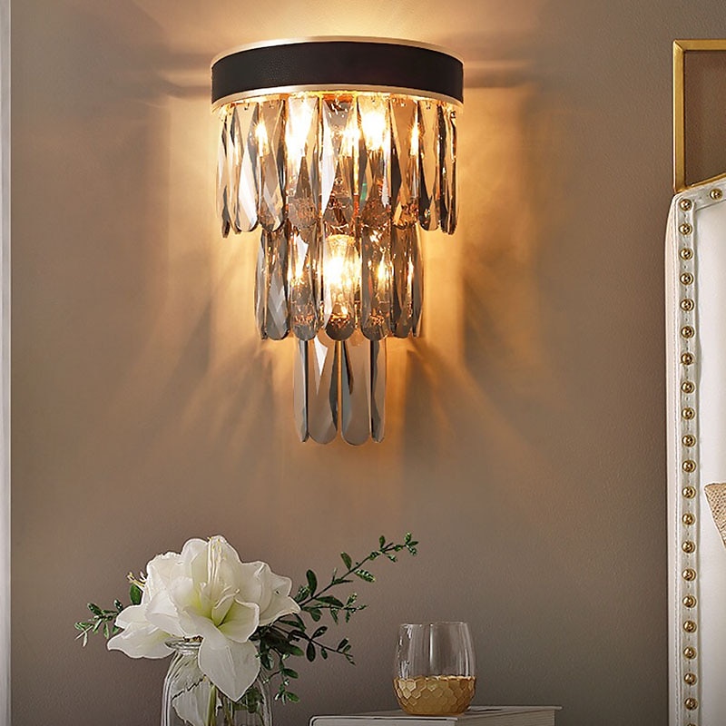 krystall moderne vegglamper vegglamper grå gjennomsiktig soverom butikker kafeer krystall vegglampe 220-240v 110-120v 5 w 2025 - $198.99 –P7