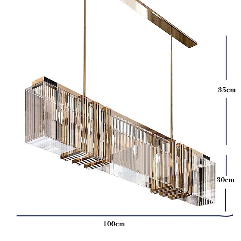 lampada a sospensione a led cristallo cucina isola oro chiaro 100 cm lanterna desgin luci da incasso in metallo elettrolitico moderno 220-240v 110-120v del 2025 a $999.99 –P1