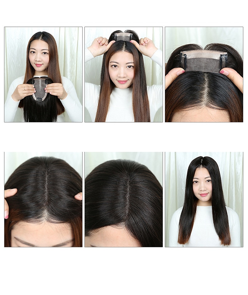 Women's Human Hair Toupees Straight Machine Made Soft / Party / Women Party / Evening / Daily Wear / Vacation 2025 - CLP $21753 –P9