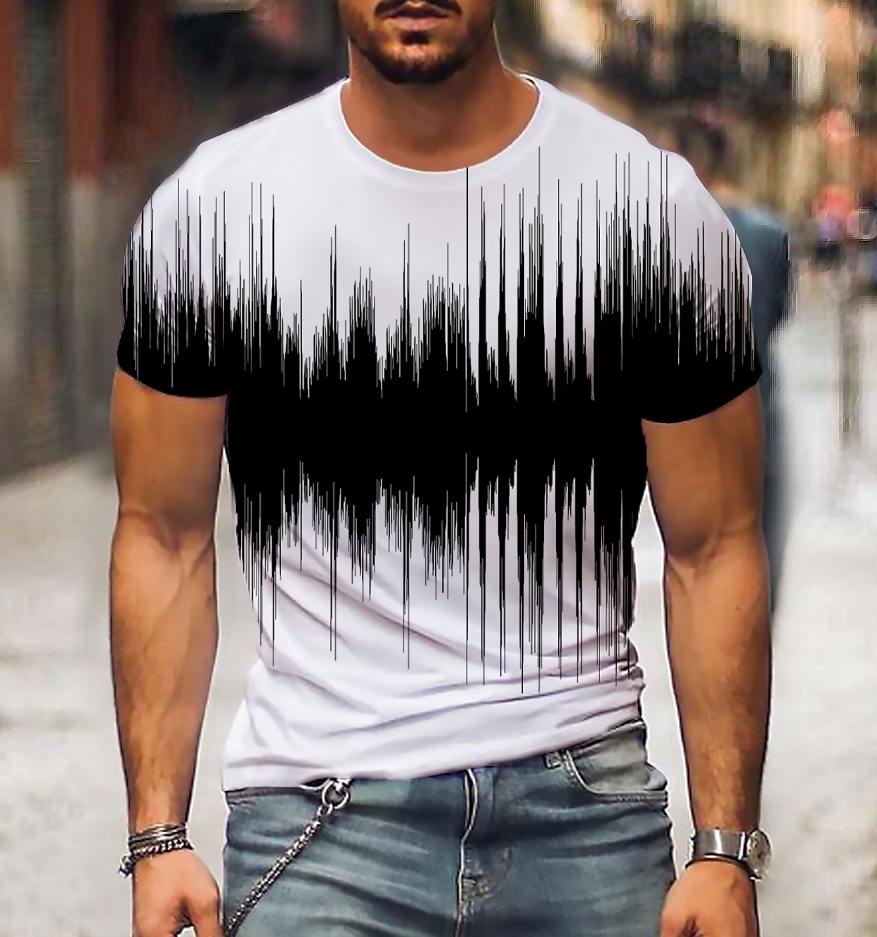 Herre Grafisk 3D Skjorte T skjorte Kortermet T skjorte 3D-utskrift Rund hals Skjorte Gatemote Daglig Ut på byen Svart / Hvit Svart Hvit Klær Store størrelser Normal S M L XL XXL 3XL 4XL 2025 - $17.99 –P3