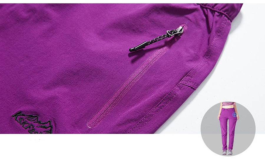 Naisten Vaellushousut Kesä Ulko- Hengittävä Vedenkestävä Nopea kuivuminen Kevyt Housut Alaosat Joustava vyötärö Vetoketjullinen tasku Violetti Musta Spandex Metsästys Kalastus Kiipeily M L XL XXL XXXL 2025 - $20.79 –P11