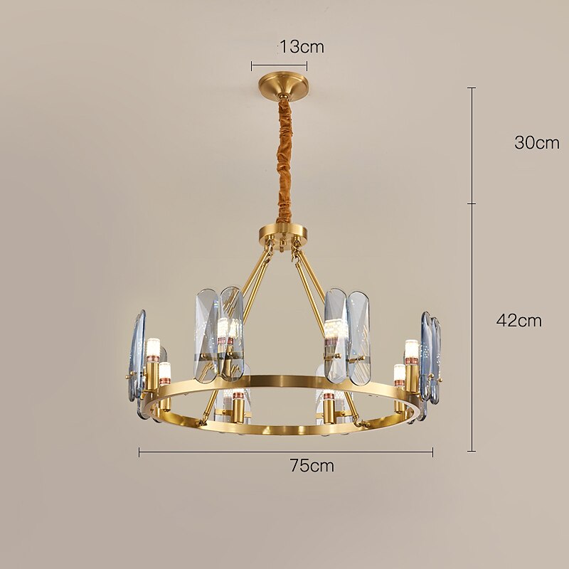 Lámpara colgante de luz led, lámpara de cristal de cobre, lujo, estilo nórdico moderno, 4 6 8 cabezas, 220-240 v, 110-120 v 2025 - $780.12 –P8