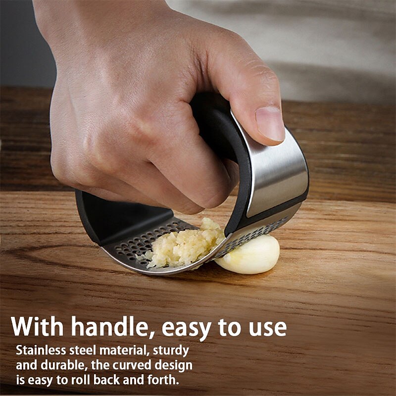 Stainless Steel Garlic Press Manual Garlic Mincer Chopping Garlic Tools  Curve Fruit Vegetable Tools Kitchen Gadgets