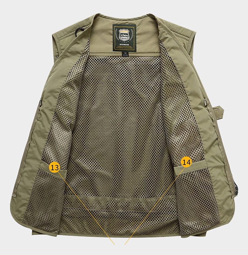 Men's Fishing Vest Cycling Vest Hiking Vest Jacket Coat Top Outdoor UV Resistant Ultra Light (UL) Breathable Quick Dry POLY Mesh Army Green Khaki Dark Navy Hunting Fishing Climbing / Lightweight 2025 - $34.99 –P4