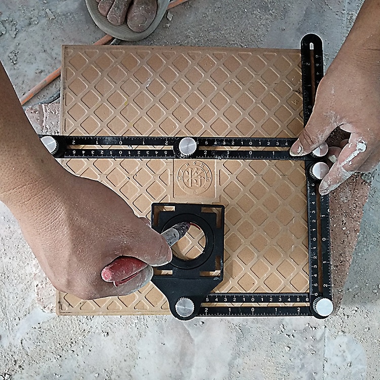 Aluminum Alloy Six-fold Ruler Tile Hole Locator Mason Floor Tile Paving Locator