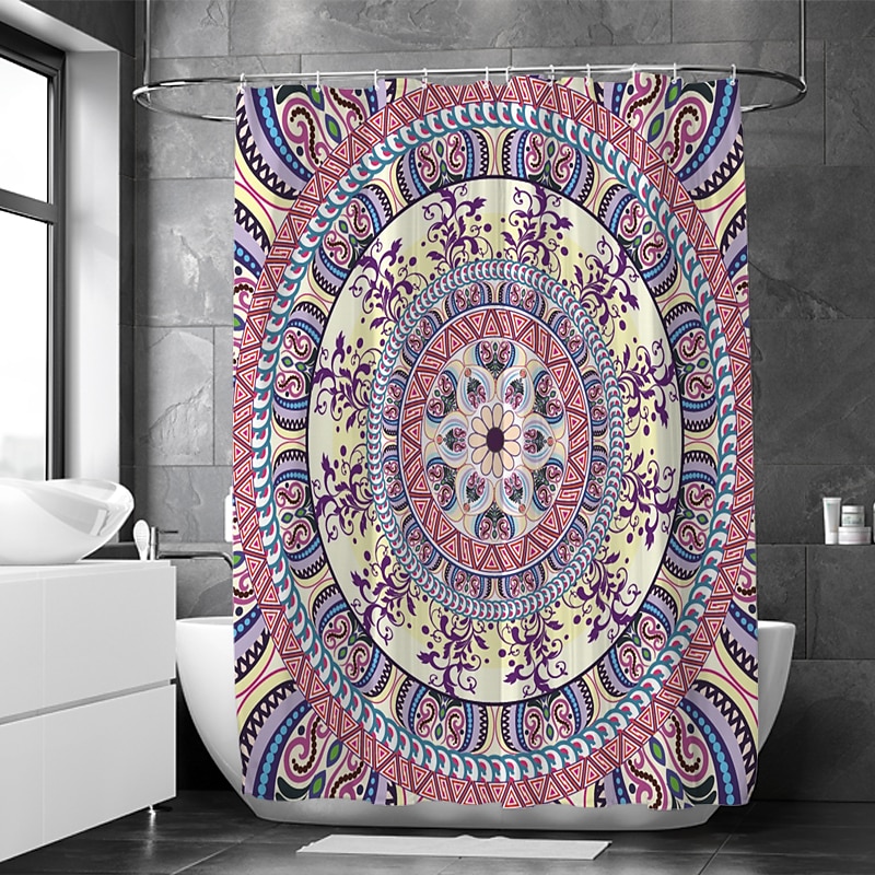 Shower Curtain with Hooks 180cm*180cm(70"*70")Polyester Suitable for Separate Wet and Dry Zone Divide Bathroom Waterproof Oil-proof Mandala Bohemian 2025 - $25.99 –P8