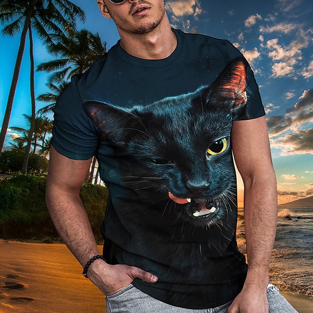 Men's Animal Cat T Shirt Funny T Shirts Short Sleeve T shirt 3D Print Crew Neck Shirt Designer Basic Slim Fit Casual Daily Weekend A B C Summer Clothing Apparel Plus Size S M L XL XXL 3XL 4XL 2025 - $17.99 –P7