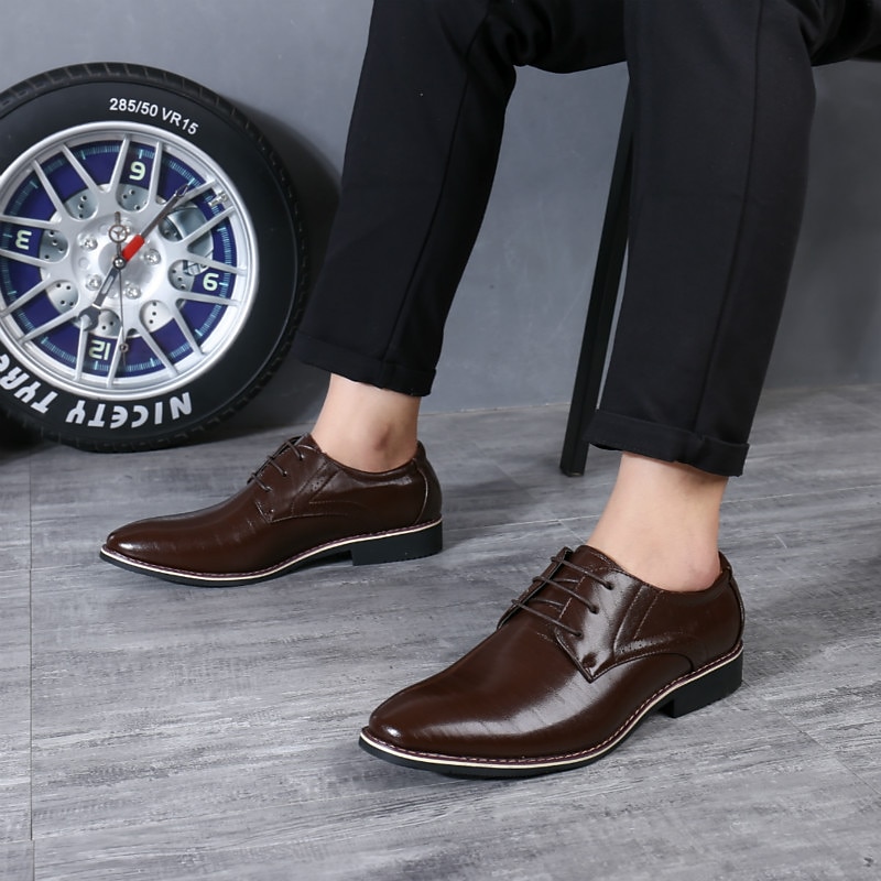 Men's Oxfords Derby Shoes Dress Shoes Business Classic Casual Wedding Daily Office & Career Microfiber Wine Black Blue Summer Spring 2023 - AED 158.99 –P6