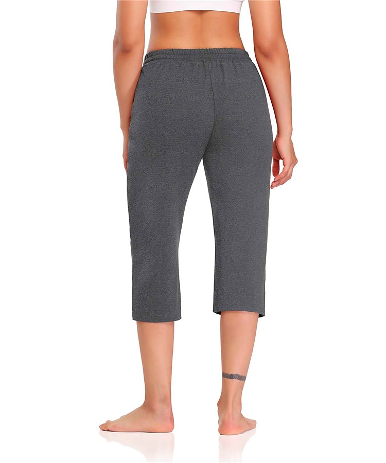 Women's Capri Pants With Side Pockets Stretchy Yoga Fitness Gym