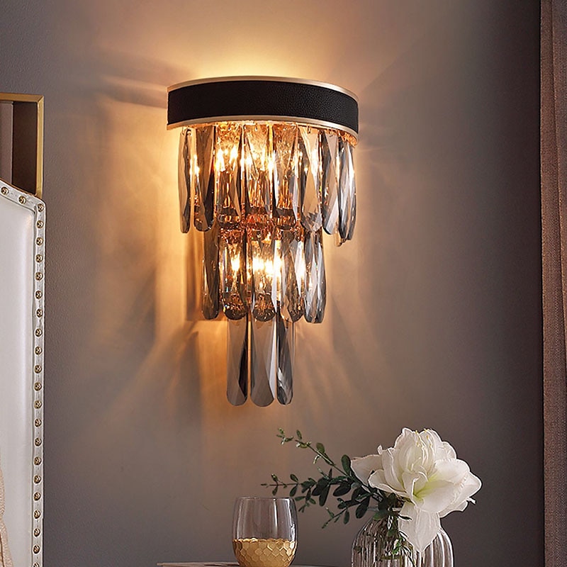 krystall moderne vegglamper vegglamper grå gjennomsiktig soverom butikker kafeer krystall vegglampe 220-240v 110-120v 5 w 2025 - $198.99 –P10