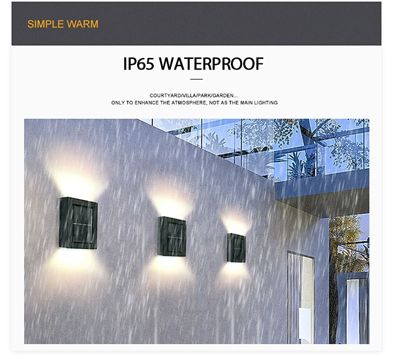 2шт светодиодный уличный настенный светильник солнечный черный современная солнечная панель 2led уолл-стрит светодиодный свет мощность сад наружное освещение водонепроницаемый настенный светильник 2025 - $19.99 –P6