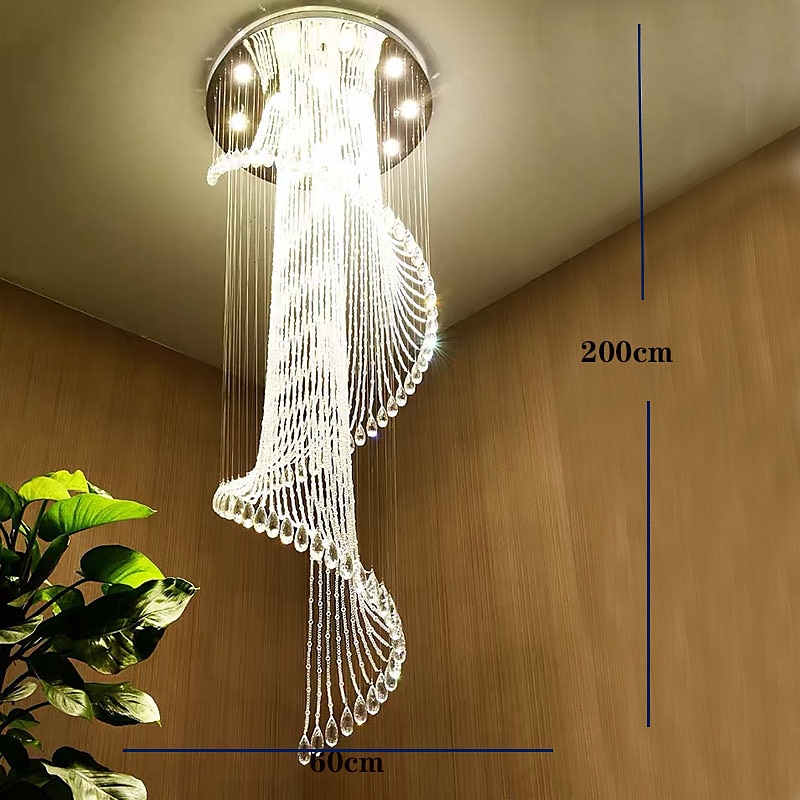 led φωτιστικό οροφής κρυστάλλινος πολυέλαιος 200cm φανάρι desgin ανοξείδωτο επιμεταλλωμένο μοντέρνο 220-240v 110-120v 2026 - $820.39 –P7