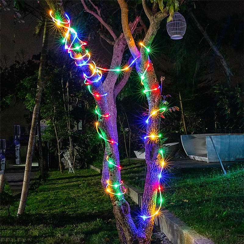 zonne-energie lichtslinger 20m 30m 50m met afstandsbediening thanksgiving kerst buitenfeest tuindecoratie kerstverlichting plug-in dual purpose gypsophila koperdraad verlichting set 24v 2025 - $36.99 –P9