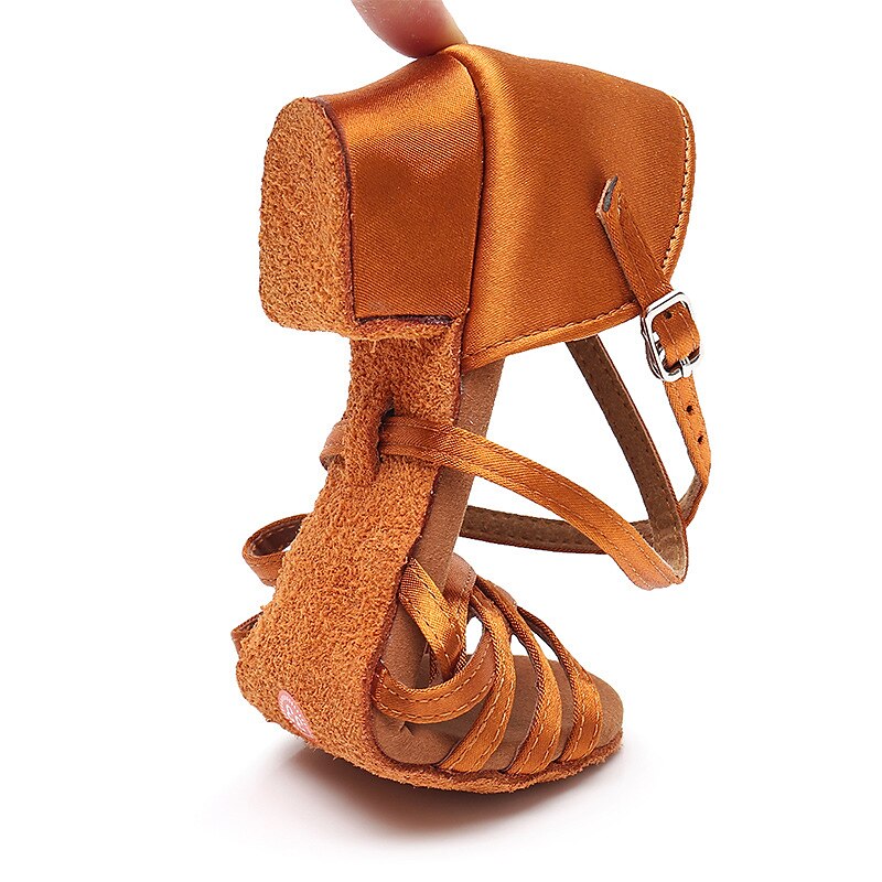 Meisjes satijnen latin dansschoenen met bandjes, flexibele zool en lage hak – ideaal voor ballroom- of salsa-optredens 2025 - $26.99 –P4