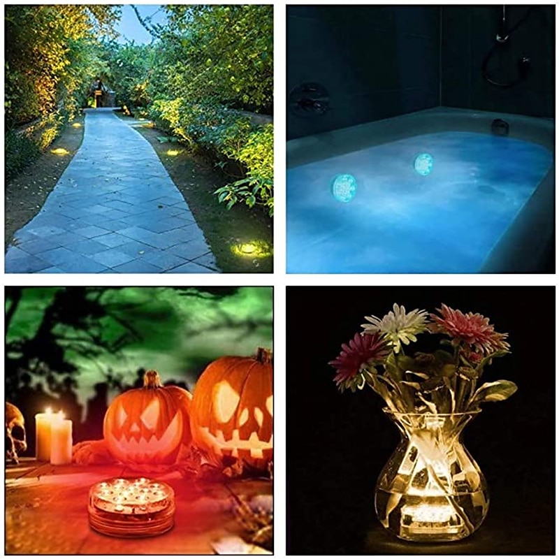 4 szt. 2 szto. 1 szt. 7 W Oświetlenie podwodne Wodoodporny Zdalnie sterowany Przygaszanie RGB Zasilanie bateriami AA Basen Nadaje się do wazonów i akwariów 13 Koraliki LED Halloween Święta 2025 - $22.33 –P4