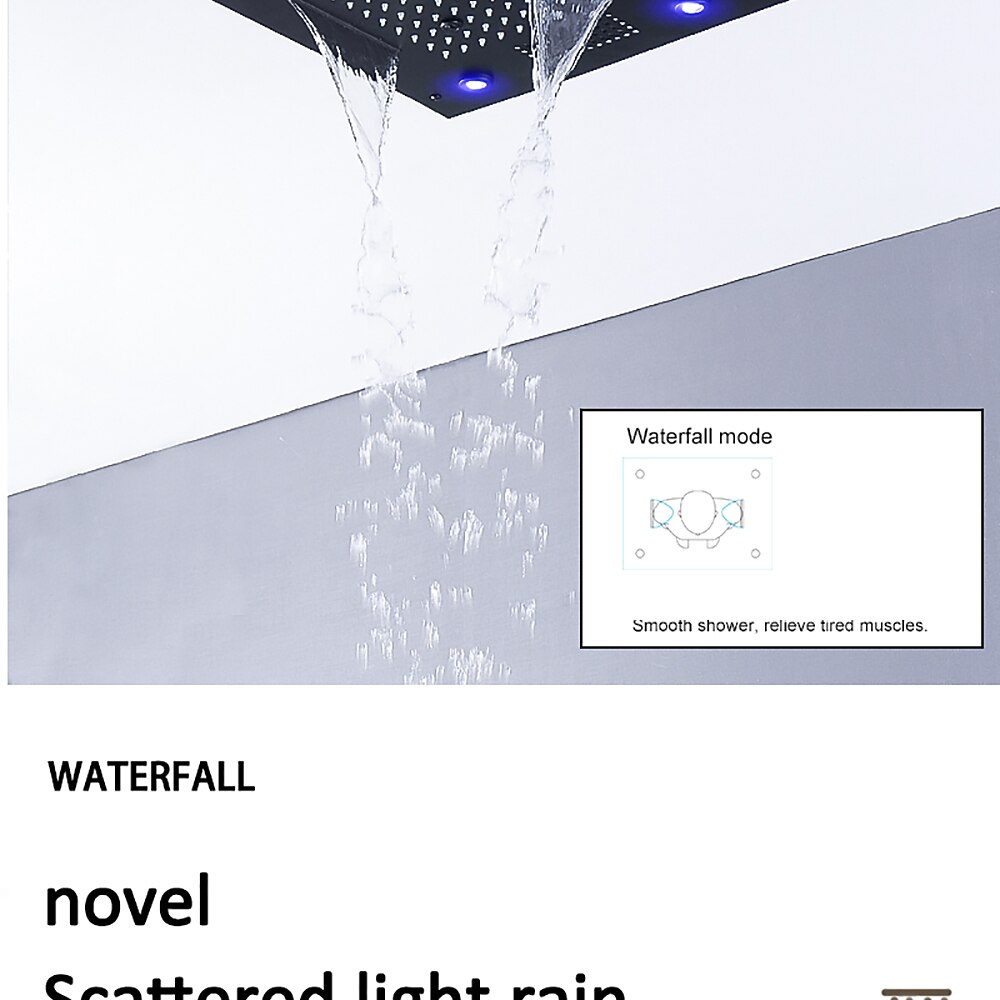 Shower Faucet,Rainfall Shower Head LED Waterfall Rain Contemporary Chrome/Painted Finishes Ceiling Mounted Bath Showerhead for Shower Room Bluetooth Remote Control Bathroom Plumbing Accessories 2025 - $809.99 –P7