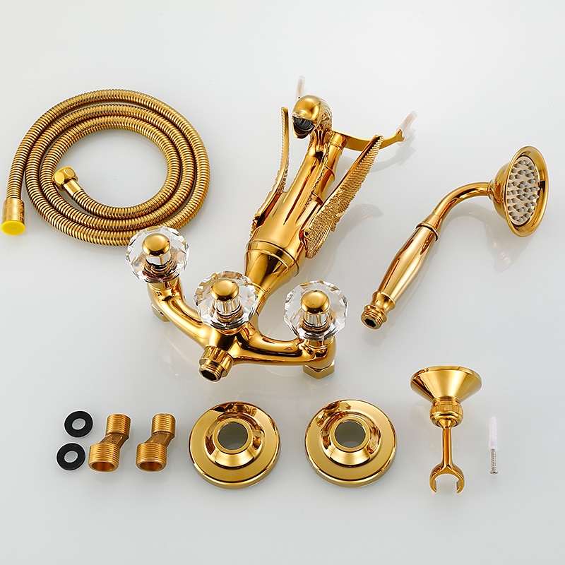 badekar armatur - moderne antikk messing veggmontering messing ventil badekar dusj blandebatterier 2026 - $404.99 –P1