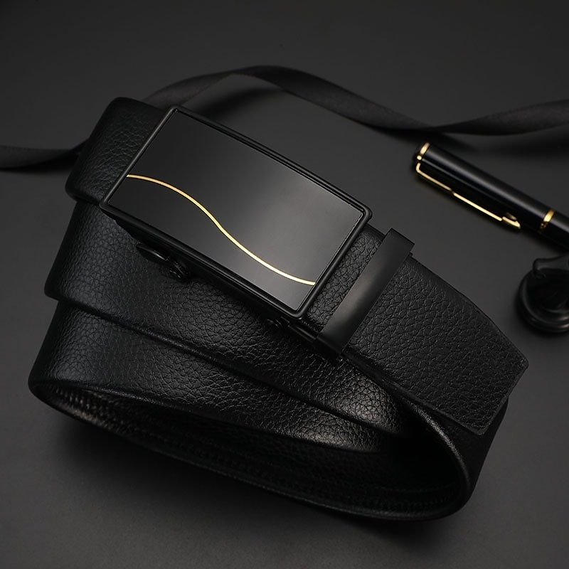 Men's Faux Leather Belt Ratchet Belt Black Red Faux Leather leatherette Fashion Party Work Solid Color Office / Career Daily Wear 2025 - $4.49 –P5