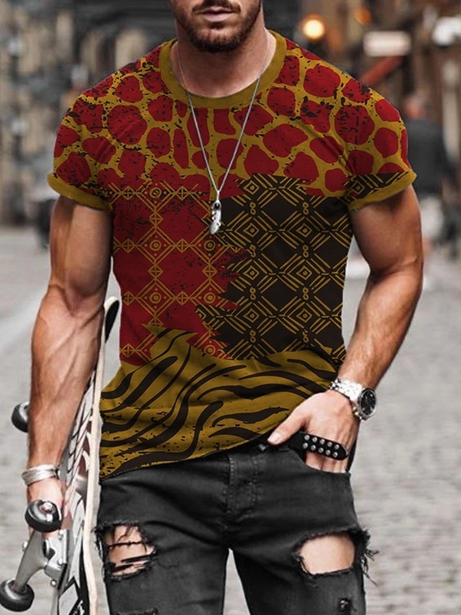 Men's Plus Size Shirt Big and Tall Graphic Round Neck Print Short Sleeve Summer Spring & Summer Basic Casual Big and Tall Street Casual Tops 2025 - $18.99 –P4