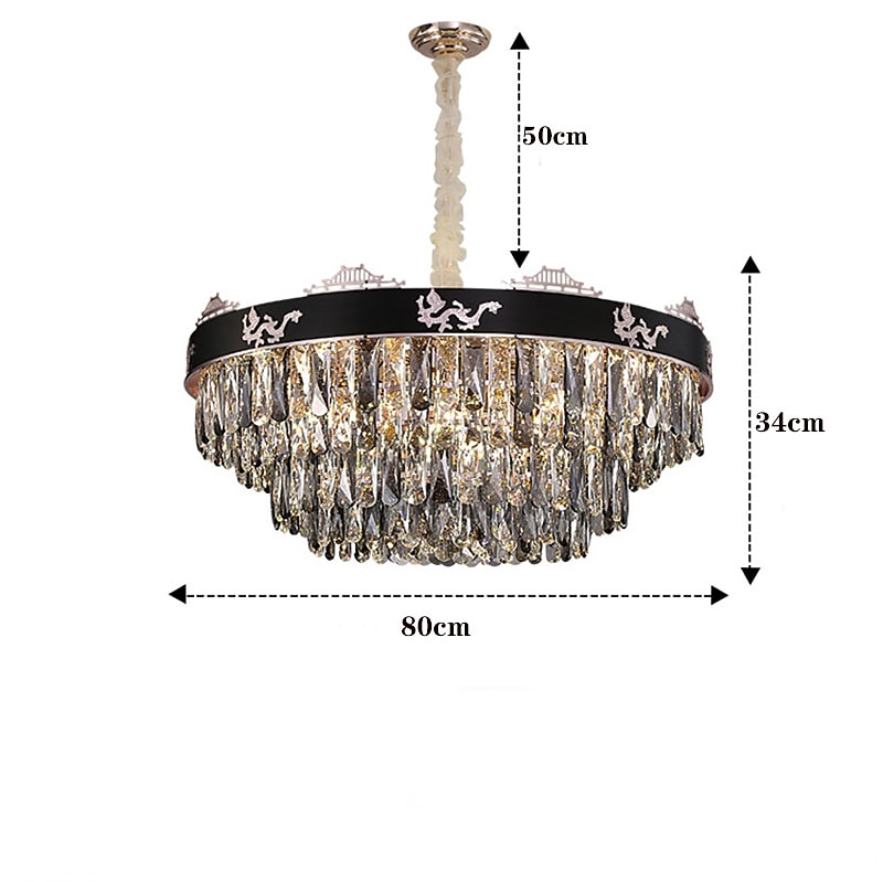 Lampadario a sospensione a LED in cristallo di lusso rotondo 80 cm Lanterna Desgin in acciaio inossidabile elettrolitico LED 220-240V 110-120V del 2025 a $2092.59 –P5