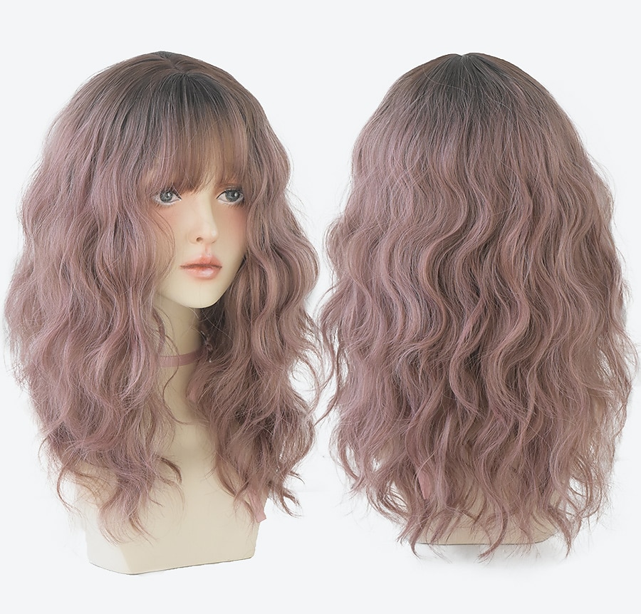 lang krullend bruin haar zwart geverfd op de top hoge temperatuur zijde synthetische pruik met knal vrouwen mode haren 2025 - $17.49 –P4