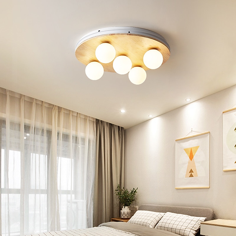 LED Deckenleuchte modernes nordisches Globe Design 50 cm Einbauleuchten Holz lackierte Oberflächen moderner nordischer Stil 220-240v 110-120v 2025 - $517.39 –P5