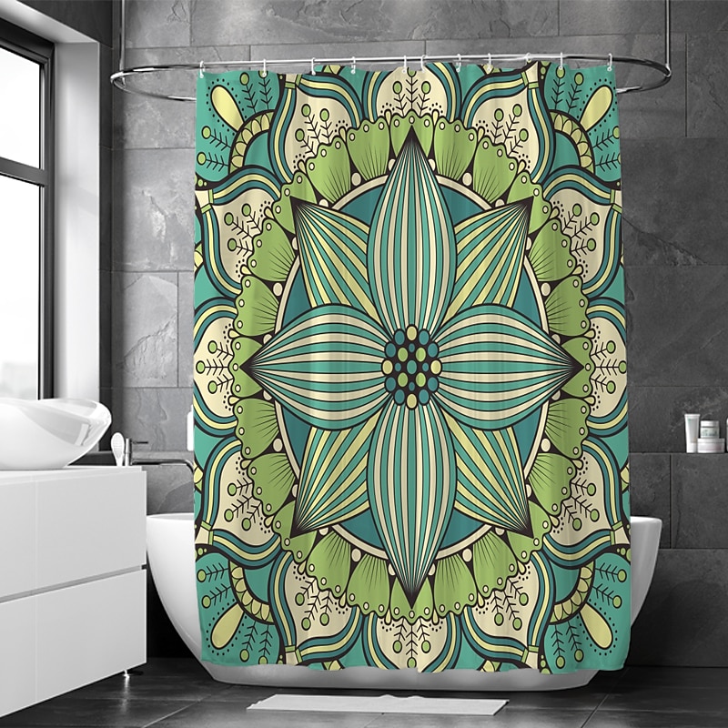 Shower Curtain with Hooks 180cm*180cm(70"*70")Polyester Suitable for Separate Wet and Dry Zone Divide Bathroom Waterproof Oil-proof Mandala Bohemian 2025 - $25.99 –P4