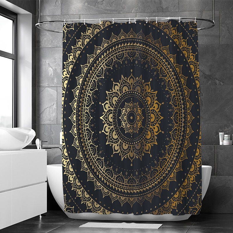 Shower Curtain with Hooks 180cm*180cm(70"*70")Polyester Suitable for Separate Wet and Dry Zone Divide Bathroom Waterproof Oil-proof Mandala Bohemian 2025 - $25.99 –P7