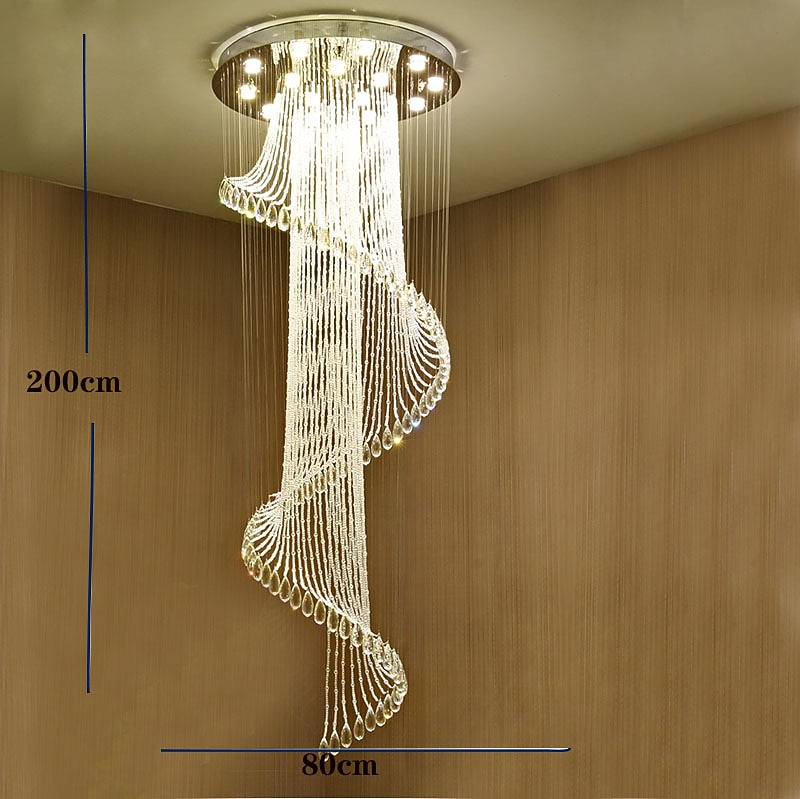 led φωτιστικό οροφής κρυστάλλινος πολυέλαιος 200cm φανάρι desgin ανοξείδωτο επιμεταλλωμένο μοντέρνο 220-240v 110-120v 2026 - $820.39 –P6