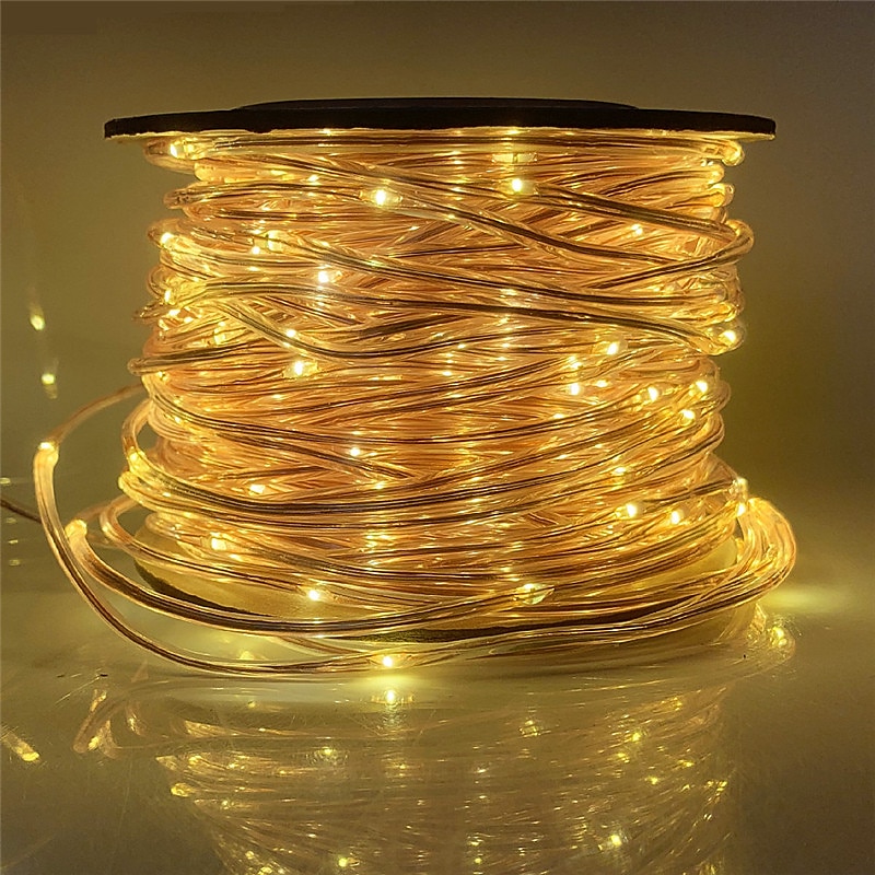 zonne-energie lichtslinger 20m 30m 50m met afstandsbediening thanksgiving kerst buitenfeest tuindecoratie kerstverlichting plug-in dual purpose gypsophila koperdraad verlichting set 24v 2025 - $36.99 –P2