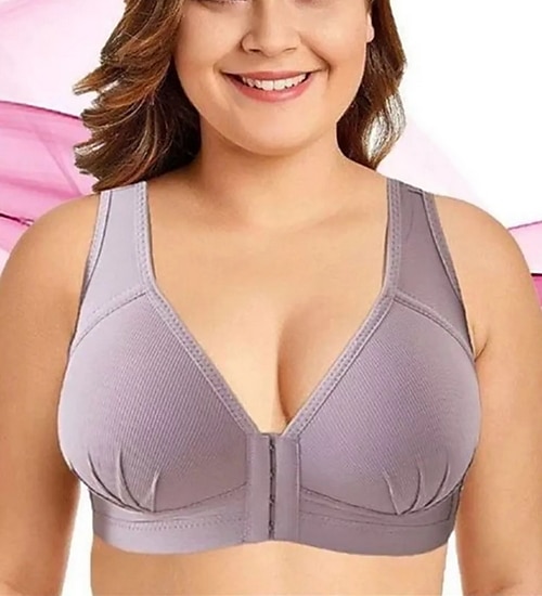 Sutiãs push up femininos com cobertura total, renda, cor pura, fecho frontal, nylon, sexy, 1 peça, preto, rosa, roupas para casa de 2025 por $12.49 –P3