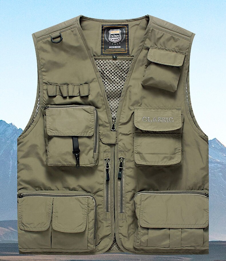 Men's Fishing Vest Cycling Vest Hiking Vest Jacket Coat Top Outdoor UV Resistant Ultra Light (UL) Breathable Quick Dry POLY Mesh Army Green Khaki Dark Navy Hunting Fishing Climbing / Lightweight 2025 - $34.99 –P1