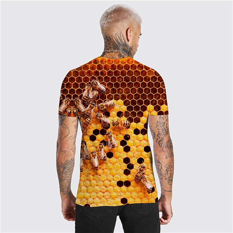 2025年 男性用 男女兼用 ミツバチ グラフィック シャツ Tシャツ 面白いTシャツ 半袖 Tシャツ 3Dプリント クルーネック シャツ デザイナー カジュアル 大きくて背が高い 日常 祝日 イエロー ライトブラウン オレンジ 夏 衣類 S M L XL XXL 3XL 4XL コレクション – $17.99 –P2