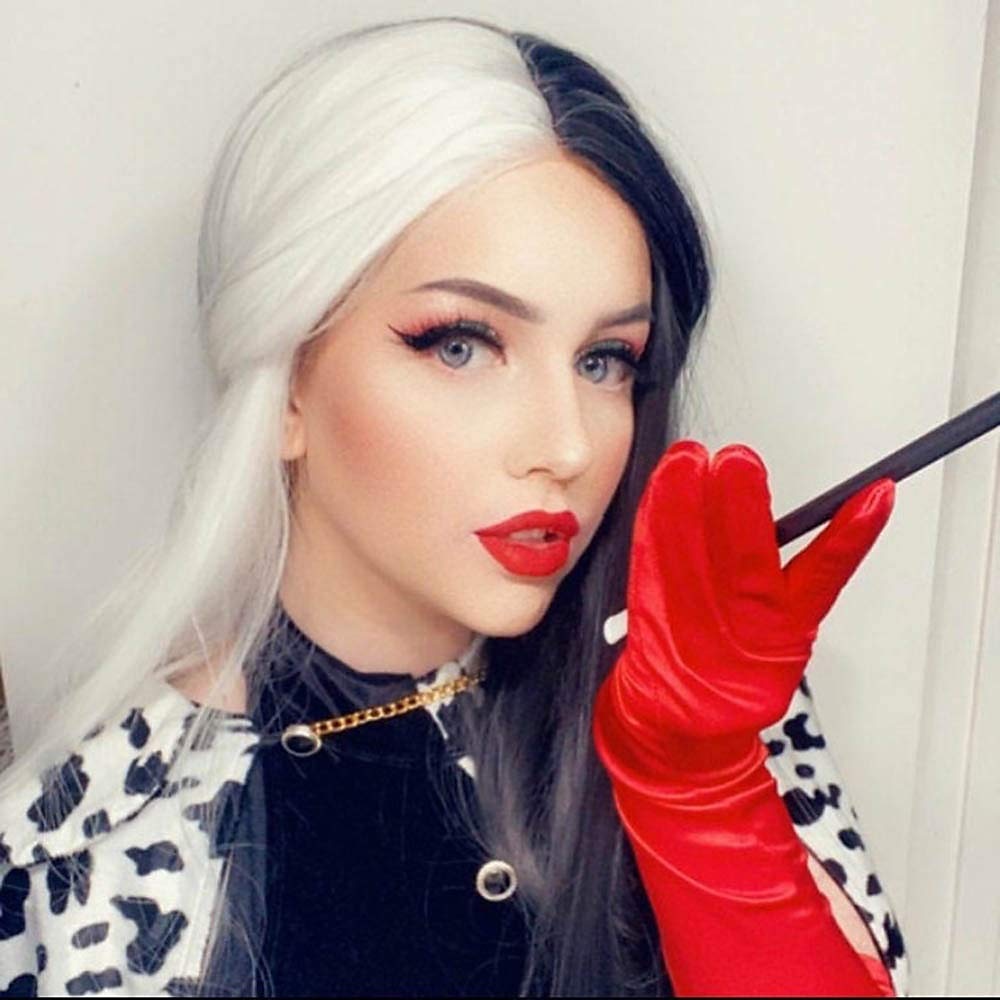 perruque de sorcière/sorcier perruque de cosplay perruque bouclée blanc / noir a1 a2 a3 a4 cheveux synthétiques design à la mode pour femme noir perruques d'Halloween de 2025 ? $23.99 –P2
