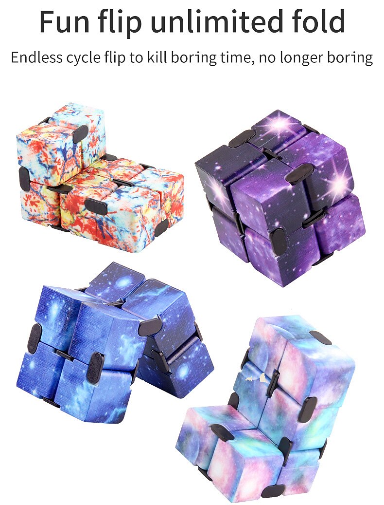 Infinity Cube 2 Pieces Fidget Cube Toy Stress Anxiety Relief For Adults And Boy Girl Hand Held Magic Puzzle Flip Cube Fidget Finger Toys Cube For Add Adhd Killing Time Galaxy Space 22