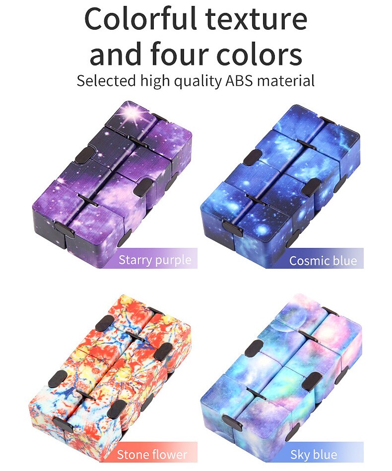 Infinity Cube 2 Pieces Fidget Cube Toy Stress Anxiety Relief For Adults And Boy Girl Hand Held Magic Puzzle Flip Cube Fidget Finger Toys Cube For Add Adhd Killing Time Galaxy Space 22