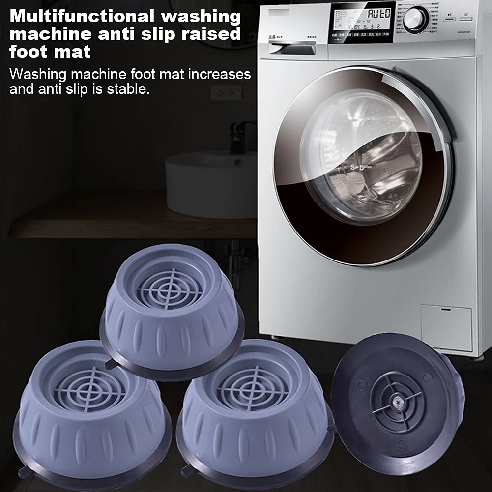 4PCS Washing Machine Anti-Vibration Anti-Slip Base Fixed Rubber Feet Pads Mat