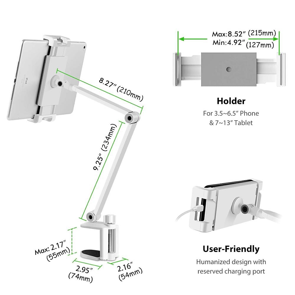Tablet Stand Holder with 360° Adjustable 27in Long Arm, Webcam Stand Projector Camera Mount, Fit for 4.7"-13" Devices Phone iPad Galaxy Tablets, Switch, Kindle 2025 - $58.99 –P6