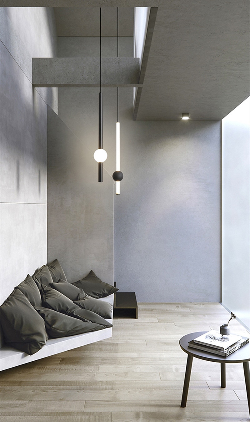 1-lys 60 cm led pendel lys nordisk nattbord lys moderne enkel stue bakgrunn vegg bar lang linje lysekrone soverom enkelt hode verktøy små pendel lys 2025 - $160.99 –P2
