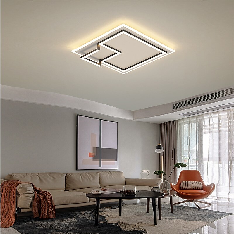 תאורת led תקרת 45 ס"מ ניתן לעמעום עיצוב מרובע אורות אחיזה אקריליק בסגנון אמנותי סגנון רשמי בסגנון מודרני סגנון שחור אמנותי בסגנון נורדי 220-240v 2025 - $331.19 –P2