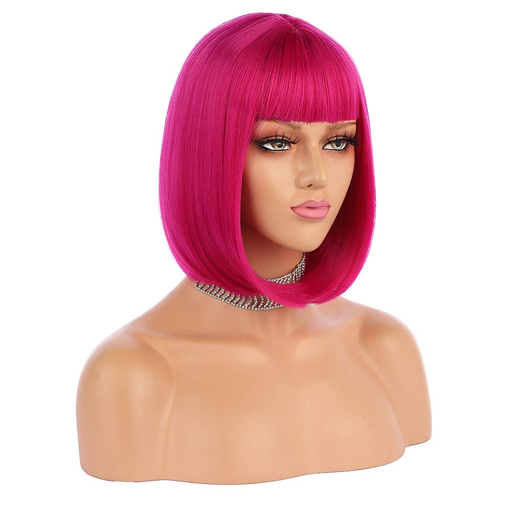 korte bob haar pruiken 12 recht met platte pony synthetische kleurrijke cosplay dagelijkse feestpruik voor vrouwen natuurlijk als echt haar 2025 - $21.99 –P15