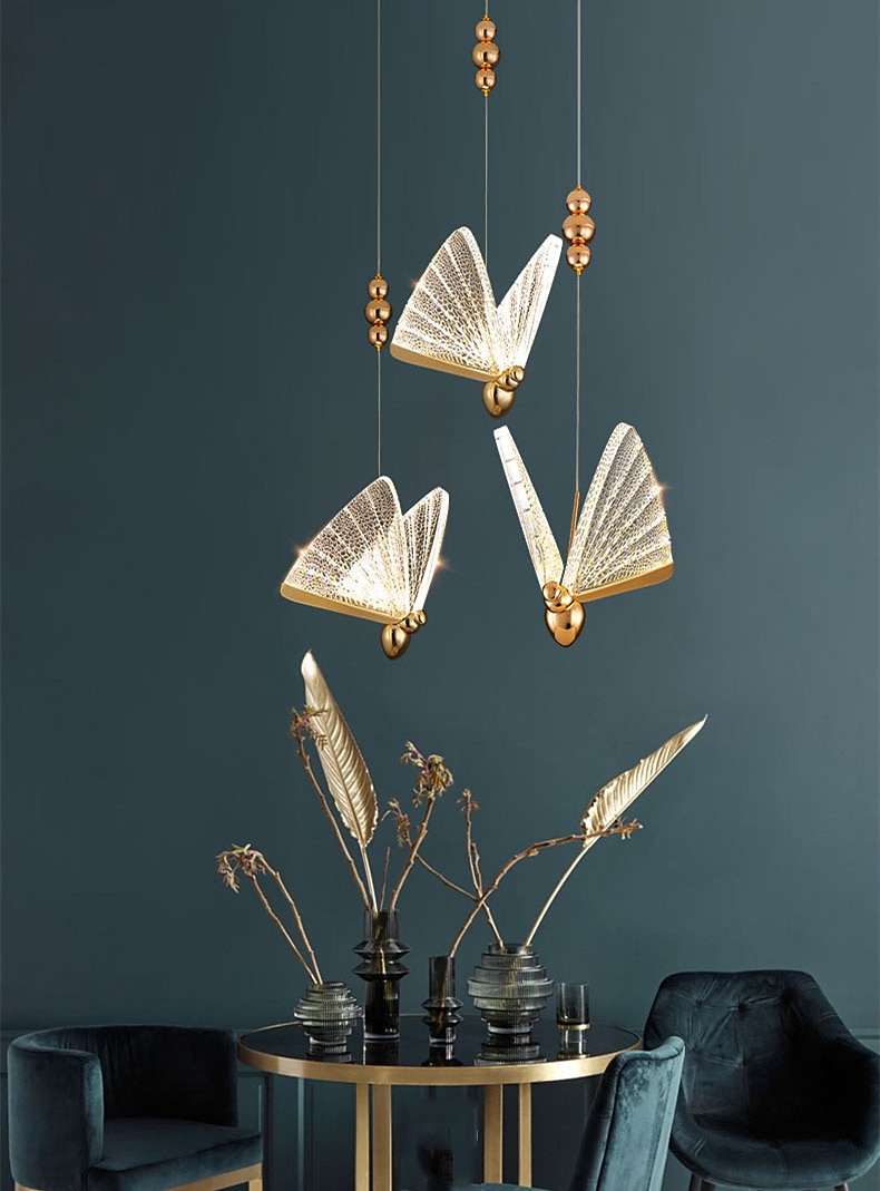 1/2-Light LED Pendant Light Luxury Creative LED Color Butterfly Pendant Lamps Modern Bedroom Bedside Cafe Bar Retest Stair Lights 110-120V 220-240V 2025 - $205.99 –P10