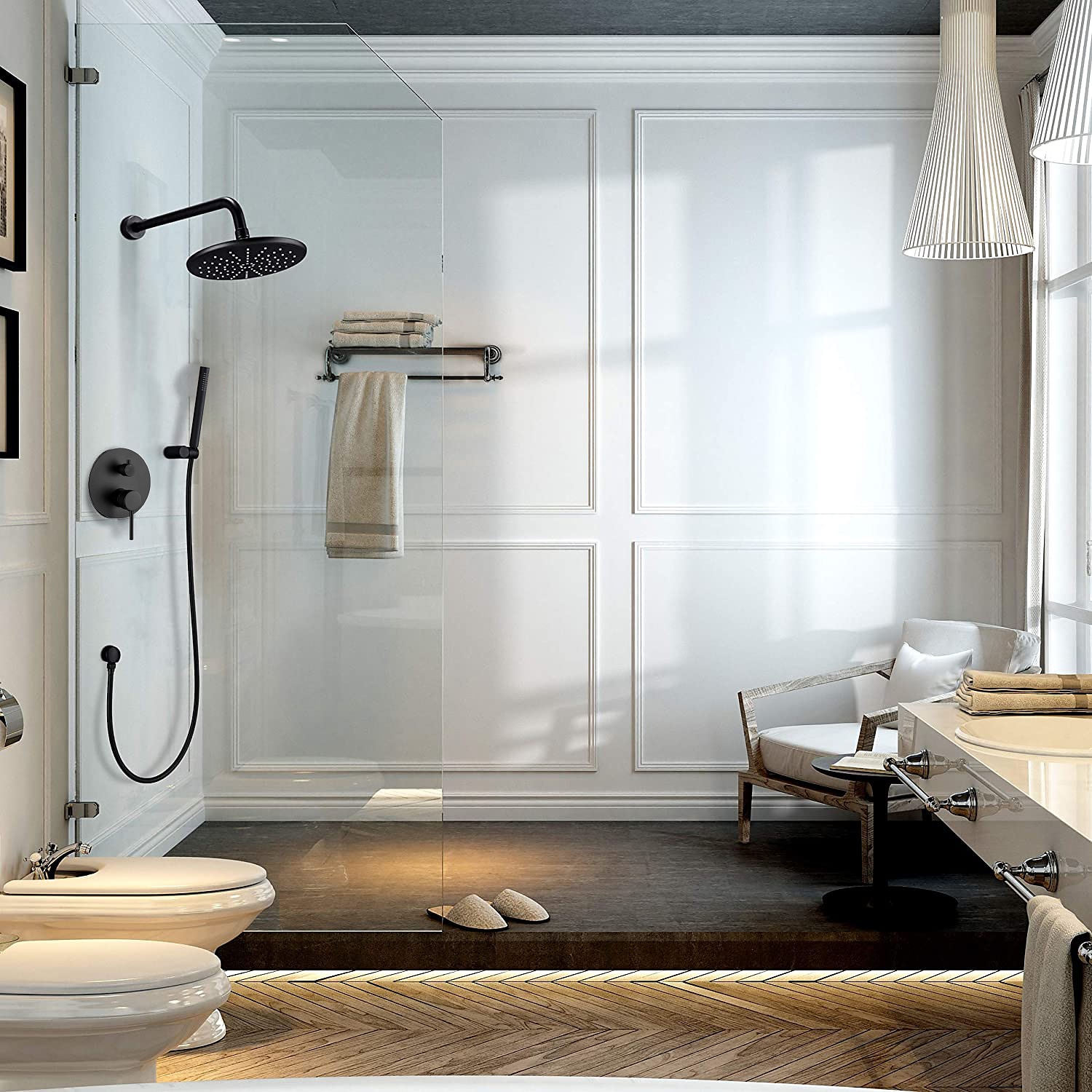 Shower Faucet,Shower Faucet Set Rainfall Shower Contemporary Painted Finishes Mount Inside Ceramic Valve Bath Shower Mixer Taps 2025 - $242.99 –P3