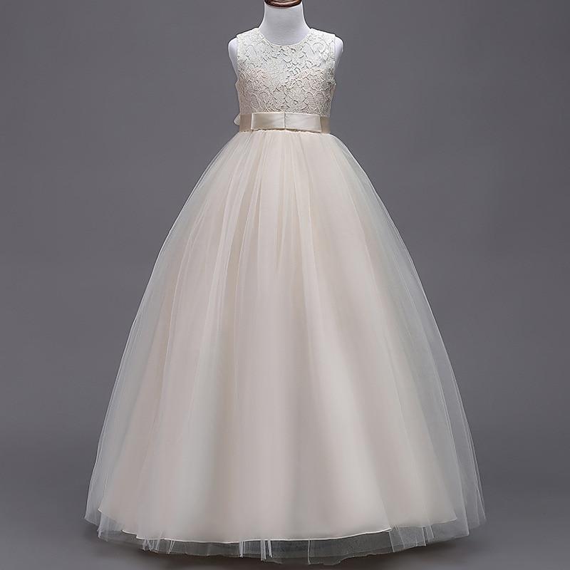 Flower Girl Dress Girls' Dress Evening Gown Party Dress Wedding Party Birthday Party Princess Sweet Lace Mesh Floral Sleeveless Crew Neck White Pink 4-13 Years 2025 - $34.99 –P13