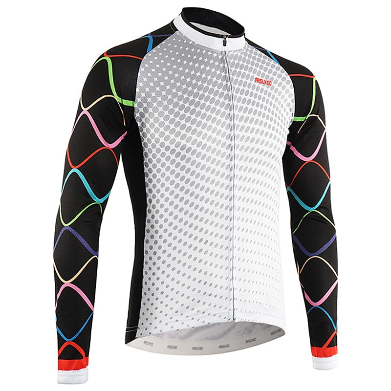 Bărbați Jersey de ciclism Manșon Lung Bicicletă Topuri cu 3 buzunare spate Ciclism montan Ciclism stradal triatlon Cremă Cu Protecție Solară Uscare Rapidă Respirabil Ușor Alb Bleumarin Sport 2025 - $21.99 -P13
