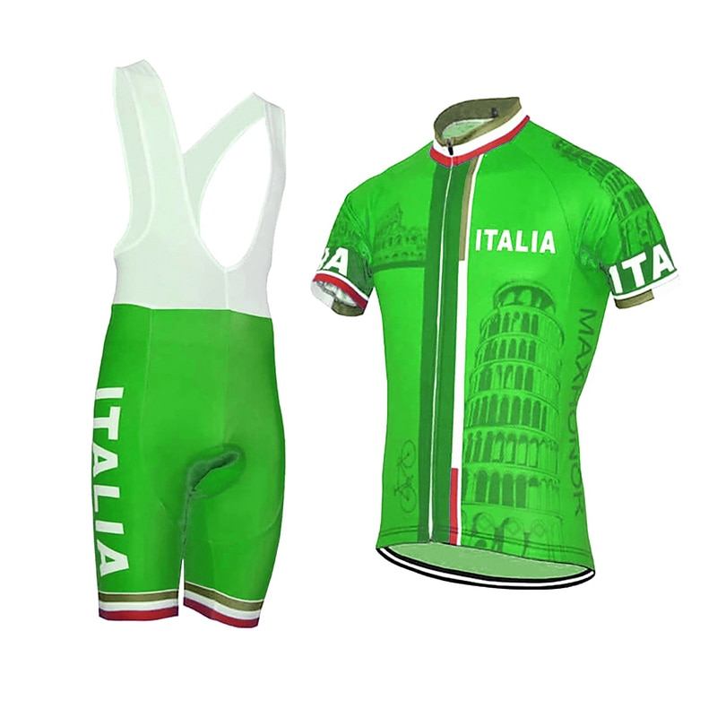 Men's Cycling Jersey with Bib Shorts Short Sleeve Mountain Bike MTB Road Bike Cycling Yellow Red Sky Blue Graphic Italy National Flag Bike Clothing Suit UV Resistant 3D Pad Breathable Quick Dry 2025 - $41.99 –P15